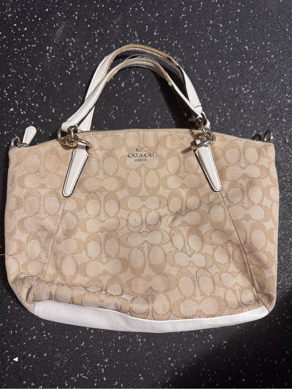 Coach Signature Canvas Tote Bag in Khaki/White